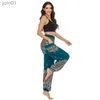 Calças femininas Yoga Calças Mulheres Hippie Harem Impresso Leggings Boho Cintura Alta Pantne de Jer Cintura Alta Calca Feminina BeachL231017