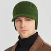 Boinas Hombres Invierno Punto Gorro con protección para los oídos Gorros de lana Gorro con orejeras Sombrero de ala corta Ciclismo al aire libre Esquí Cálido 2023 gorras para