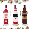 Stickad Santa Claus Snowman Deer Wine Set Cartoon Xmas Wine Bottle Cover Merry Christmas Dinner Table Decor Xmas Ornament 2024