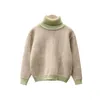 Pullover Autumn Winter Kids Boys Fashion Warm Thick Sticked Turtleneck Pullover Children's Clothing Solid Long Sleeves Tops Sweaters C175 231016