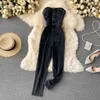 Women's Jumpsuits Rompers Amolapha Women Sexy Button Strapless Slim Denim Jeans Jumpsuits OutfitL231017