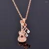 Anhänger Halsketten SINLEERY Musical Note Gitarre Halskette Für Frauen Rose Gold Silber Farbe Kette Mode Schmuck XL268