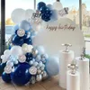 Other Event Party Supplies 131pcs Navy Blue White Silver Balloons Garland Kit with Accessories for Birthday Party Baby Shower Wedding Graduation Decoration 231017