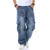 2020 New Japan Style Märke MENS RACKEN DENIM Lastbyxor Biker Jeans Män baggy Loose Blue Jeans med sidofickor Jeans Män MX202340