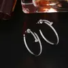 LZX New Trendy Big Round Loop Earring White Gold Color Luxury Cubic Zirconia Paved Hoop Earrings For Women Fashion Jewelry1926