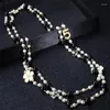 Colliers ras du cou longs et épais en perles pour femmes, chaîne de pull en fleur de camélia en émail, bijoux de luxe de marque, Z507