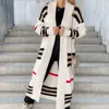 Women's Knits Tees 2023 Spring Knitted Cardigan Women Striped Patchwork Autumn Winter Elegant Long Outerwear Maxi Y2k Sweater Coat Soft Jacket 231016