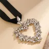 Choker Luxury Full Shiny Rhinestone Heart Necklace For Women 2023 Fashion Velvet Necklaces Collar Jewelry Party Gift