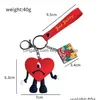 Schlüsselanhänger Lanyards Schlüsselanhänger Lanyards Bad Rabbit Schlüsselanhänger Badbunny Cartoon Zubehör Anhänger Pvc Soft Plastic Box Verpackung Kette Dh74X