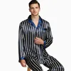Men's Sleepwear Mens Silk Satin Pajamas Set Pajama Pyjamas PJS Nightwear Loungewear S M L XL 2XL 3XL 4XL Strip Plus