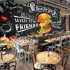 Fonds d'écran de style occidental Fast Food Décor industriel 3D Papier peint mural Burger Fries Poulet frit Pizza Restaurant Snack Bar Papier peint