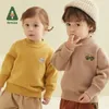 Cardigan Amila bébé pull printemps couleur unie col roulé plaine garçons et filles tout-match dessin animé broderie vêtements pour enfants 231017