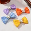 Hårtillbehör 2st/Set Kids Pearl Bows Hairpins Headwear Girls Cute Princess Bowknot Clips Barrettes Baby Present Wholesale