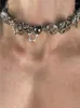 Choker Huanzhi Punk Retro Button Star Pendant Necklace Trendy Delicate Silver Color Unisex Personliga lyxsmycken för kvinnor