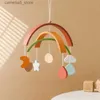 Mobiles # Bébé lit en bois cloche dessin animé arc-en-ciel Mobile suspendus hochets jouet cintre berceau Mobile lit cloche bois support de jouet bras support enfant cadeau Q231017