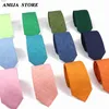 Neck Ties 27Colors Solid Cotton Tie For Man Wedding 6.5cm Skinny DarkOrange Coral Green Necktie Party Tuxedo Tie Gift Cravat AccessoriesL231017