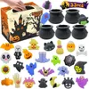 Halloween Toys 24 pièces/boîte Halloween Kawaii Mochi Squishy jouet dessin animé citrouille fantôme doux presser anti-stress jouets joyeux Halloween enfants cadeaux 231016