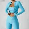 Kadınların Trailtsuits Ceket Spor Sütun Taytlar 3 Parça Set Kadınların Trailsuit Kırmızı Mavi Yüzyeli Egzersiz Spor Salonu Push Up Yoga Spor Giyim Takım Fitnessl231017