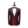 Marca masculina xale colarinho vinho vermelho casual terno jaqueta formatura festa blazer homem casaco blazer hombre masculino fino ajuste floral masculino1975