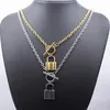 Collier avec cadenas en acier inoxydable 100% pour femmes, couleur or argent, chaîne en métal, ras du cou, collier d'amitié, pendentif, colliers205w