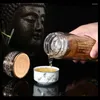 Wasserflaschen 300 ml Buddhistische Sutras Tasse Glas Tragbare Tee Doppelschicht Wärmeisolierung mit Deckel Schriftkultur