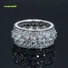 Fina smycken bling is ut 925 Sterling Silver Fullt VVS Moissanite Diamonds Finger Rings Men