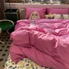 Bedding sets Fashion Style Pink Black Set Soft Flower Duvet Cover Pillowcase Bed Flat Sheet For Girl Double Queen King Bedclothes 231017