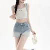 Tanks de chars pour femmes tabbutiers féminins Femmes Crope de broderie rose Crop noix pour la fille douce Kawaii Vêtements