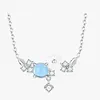Pendants 925 Sterling Silver Women Moonstone Flower Pendant Necklace Fairy Sensation Clavicle Chain Fashion Jewelry Accessories