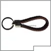 Porte-clés Porte-clés Bijoux Prix de gros Pu Cuir Tressé Tissé Corde DIY Sac Pendentif Porte-clés Porte-clés De Voiture Hommes Femmes Keycha Dhscl