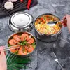 Bento Boxes 304 Stainless Steel Round Lunch Box Big-capacity 2-Layer Bento Box Separate Boxes Leak Proof Picnic Box For Students' Canteen 231013