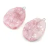 Pendant Necklaces Natural Pink Druzy Agates Pendants Charms Irregular Stone DIY For Necklace Or Jewelry Making 20x25-23x30mm