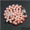 Beaded Necklaces Unique Design Accessories Catholic Christian Rosary Long Imitation Pearl Necklace Mens And Womens Sweater Chain 50Pcs Dhdwa