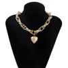 Sautoirs Trendy Punk Exagéré Métal Déclaration Collier Court Clavicule Chaîne Géométrique Coeur Pendentif Collier Vintage Hip Hop Bijoux 231016