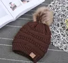 Christmas Eve New Year Gift 38 styles CC Adult Winter Warm Hat Ladies Soft Elastic Cord Knitted Pompom Beanie Girl Skiing Christmas