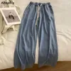 Jeans pour femmes jambe large doux femmes S-5XL lâche été côté fente denim bleu loisirs étudiants confortable harajuku taille haute quotidien