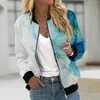 Vestes Femmes 2023 Automne Cropped Bomber Jacket Femmes Vintage Floral Print Baseball Court Col Stand Casual Slim Manteaux Streetwear