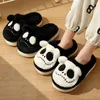 Slippels vrouwen Halloween Gotic Home Fur Slipper Winter pluche Warm Indoor Katoen schoenen Leuke grappige Ghost Skull Dikke Sole Soft Slides 231017