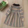 New Lovely Baby Girls Striped Princess Dresses Autumn Kids Knitted Dress Spring Children Long Sleeve Dresses 2-7 Years