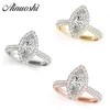 Ainuoshi 925 Sterling Silver Women Wedding Compling Rings Halo Marquise Cut Bridal Rings Anniversary Silver Party Jewelry Gift Y220T
