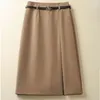 Skirts Stretch Bodycon Ladies Solid Color Skirt Elegant Split Back Pencil Party Wear OL Work Office Womens 2023 O85
