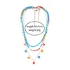 Choker Bohemian Blue Beads Necklace For Women Wedding Flower Charm Layers Collar Cute Statement Wholesale Jewelry Gift