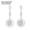 YHAMNI New Fashion Cubic Zirconia Genuino 925 Sterling Silver Orecchini a pendaglio di cristallo Gioielli eleganti per le donne Regalo ED0135293O