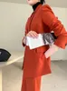 Kvinnors tvådelar Pants Post for Women Office bär 2023 Koreansk mode Solid långärmad dubbelbröst blazrar Hög midja