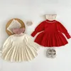 Robes de princesse pour filles, tenue de princesse Vintage tricotée, ligne a plissée, douce et chaude, pull à manches longues pour tout-petits, automne et hiver