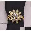 Servettringar plätering eller ring100pcslot ringar napkin guldhållare med ringarare strass bröllop elegant j0428 med blomma jllnp5365573 dhse9