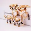 3pcs Crystal Rhinestone Pendant Car Key Chains Gold Plated Crystal Rhinestone Stone Enamel Alloy Metal Animal Donkey Key Ring Hold169R