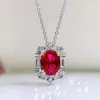 Chains 2 Ruby Female Pigeon Blood Red 925 Sterling Silver High Carbon Diamond Pendant In European And American Ins Style