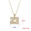 Pendanthalsband Hip Hop Rhinestone Basketball nummer 23 för män Ed Chain Rock Rapper Choker Jewelry Gifts196i