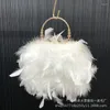 Avondtassen Luxe Struisvogelveren Tassel Tas Voor Vrouwen Herfst Winter Diner Banket Koppelingen Metalen Handvat Handtassen Party Clutch